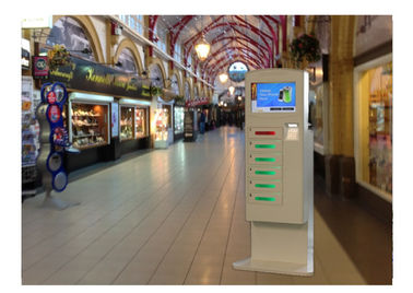 Coins / Bills Accepted Train Station , Cell Phone Charging Tower Station With Deposit Locker