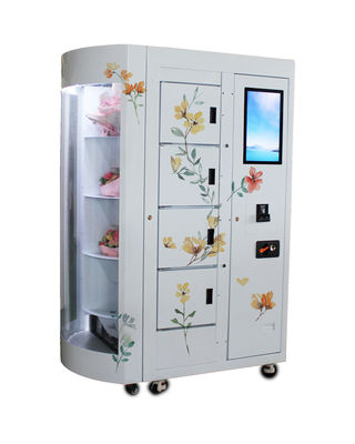Mesin penjual otomatis bunga mawar segar dengan jendela transparan remote control yang menunjukkan sistem pendingin