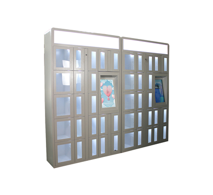 Pintu Transparan Vending Locker Layar Iklan Platform Remote Control