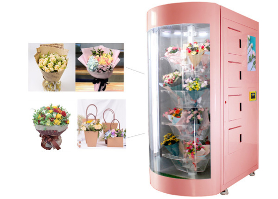 Sertifikat CE FCC Automated Garden Fresh Flower Bouquet Bagikan Mesin Penjual Otomatis dengan Sistem Pendingin dan Humidifier
