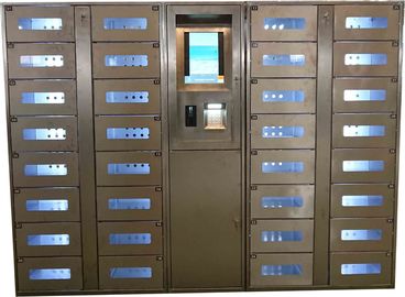 kualitas  Stainless Steel Vending Locker With LED Lights And Transparent Doors Remote Control Function pabrik