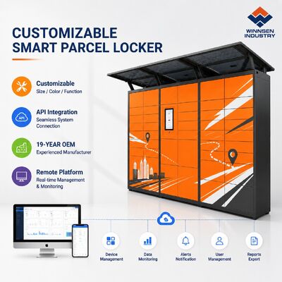 Kualitas Winnsen C2C Smart Parcel Delivery Locker dengan layar sentuh Android 15" dan Cloud Remote Management untuk 600 Pintu pabrik