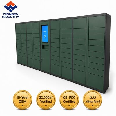 Kualitas Winnsen Smart Parcel Locker dengan Layar Sentuh Android 15,6" Manajemen Jarak Jauh Cloud dan 600 Pintu Satu Konsol pabrik