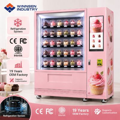 Kualitas Cake and Bread Vending Machine Refrigerated Bakery Vending Machine with Smart Elevator pabrik