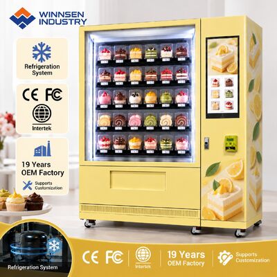 Kualitas Winnsen Automatic Cupcake Vending Machine with Refrigerated Cabinet for Small Bakery Shop pabrik
