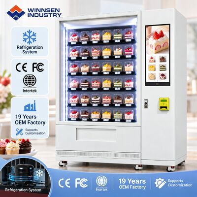Kualitas Winnsen Smart Elevator Mesin Penjual Kue Tanpa Drop Delivery Lemari Tampilan Kaca Dingin pabrik