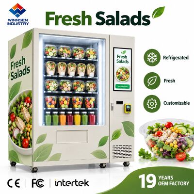 Kualitas Mesin Penjual Otomatis Salad Cerdas dengan Tampilan Berpendingin Rak yang Dapat Disesuaikan Layar Sentuh pabrik