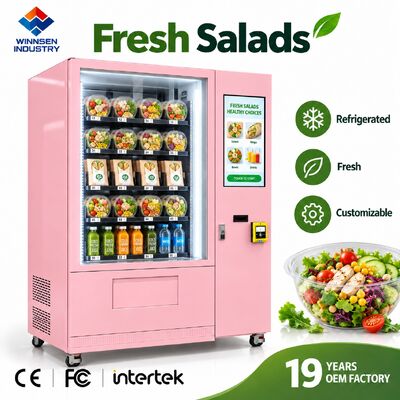 Kualitas Winnsen Komersial Mesin Penjual Salad Tanpa Uang Kartu QR Coin Pembayaran diterima pabrik