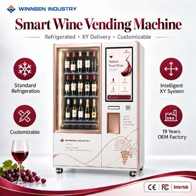 Kualitas Winnsen Outdoor Weather Resistant Wine Vending Machine Cold Storage Touch Screen Operation pabrik