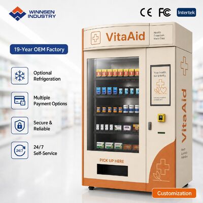 Kualitas Winnsen 24H Smart Farmasi Mesin Penjual otomatis pendingin layar sentuh Kedokteran Kios untuk Komunitas pabrik